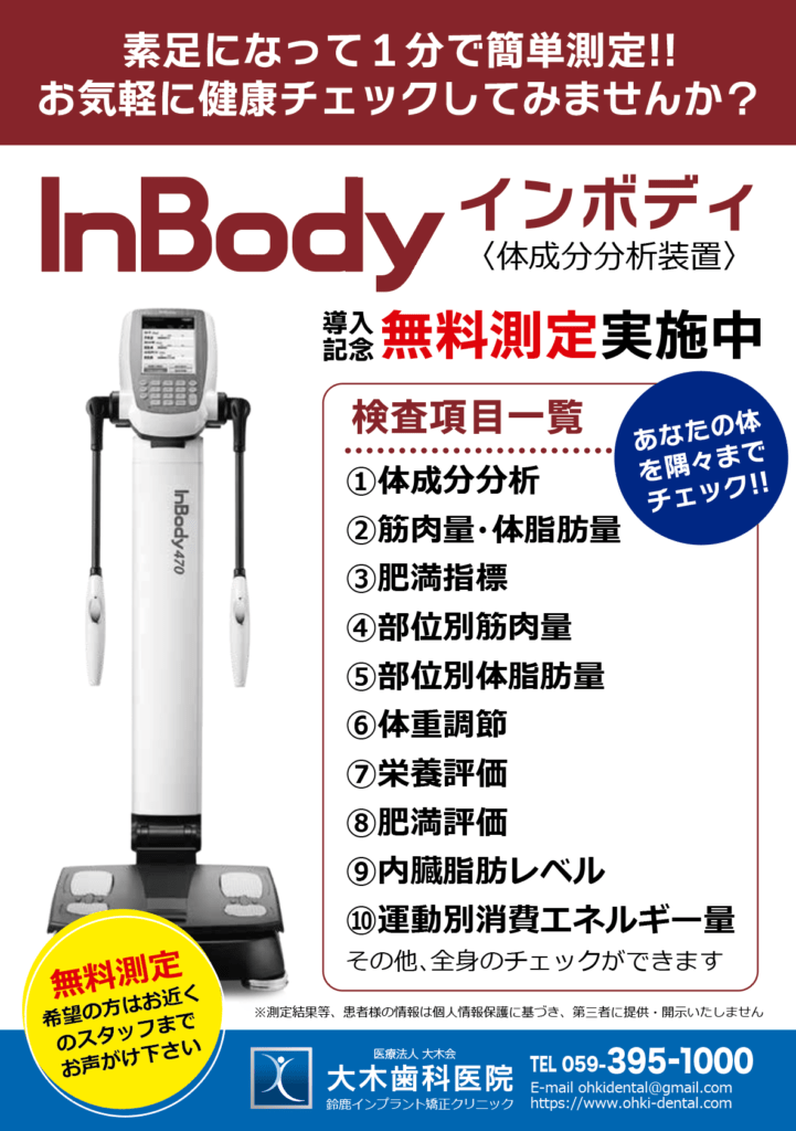 体成分分析装置インボディ導入のご案内のイメージ